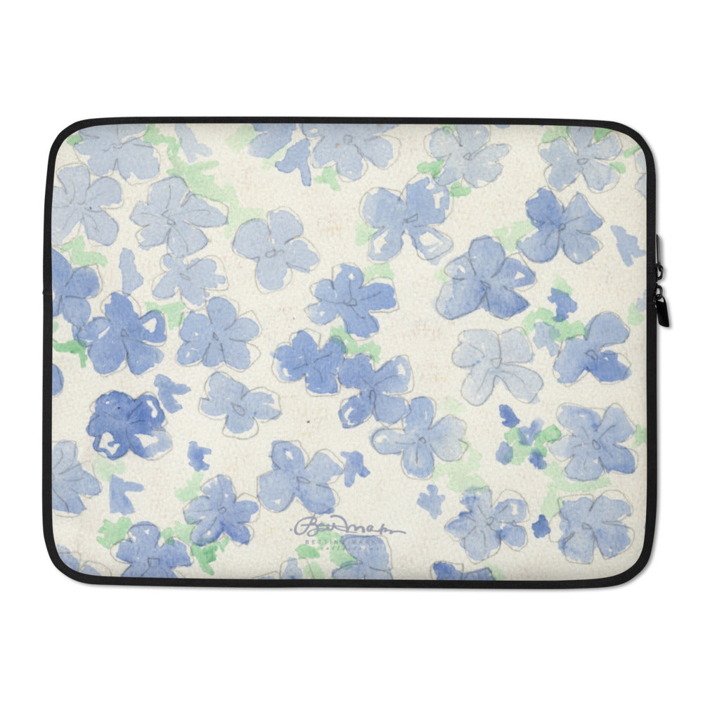 Blu&White Watercolor Floral Laptop Sleeve