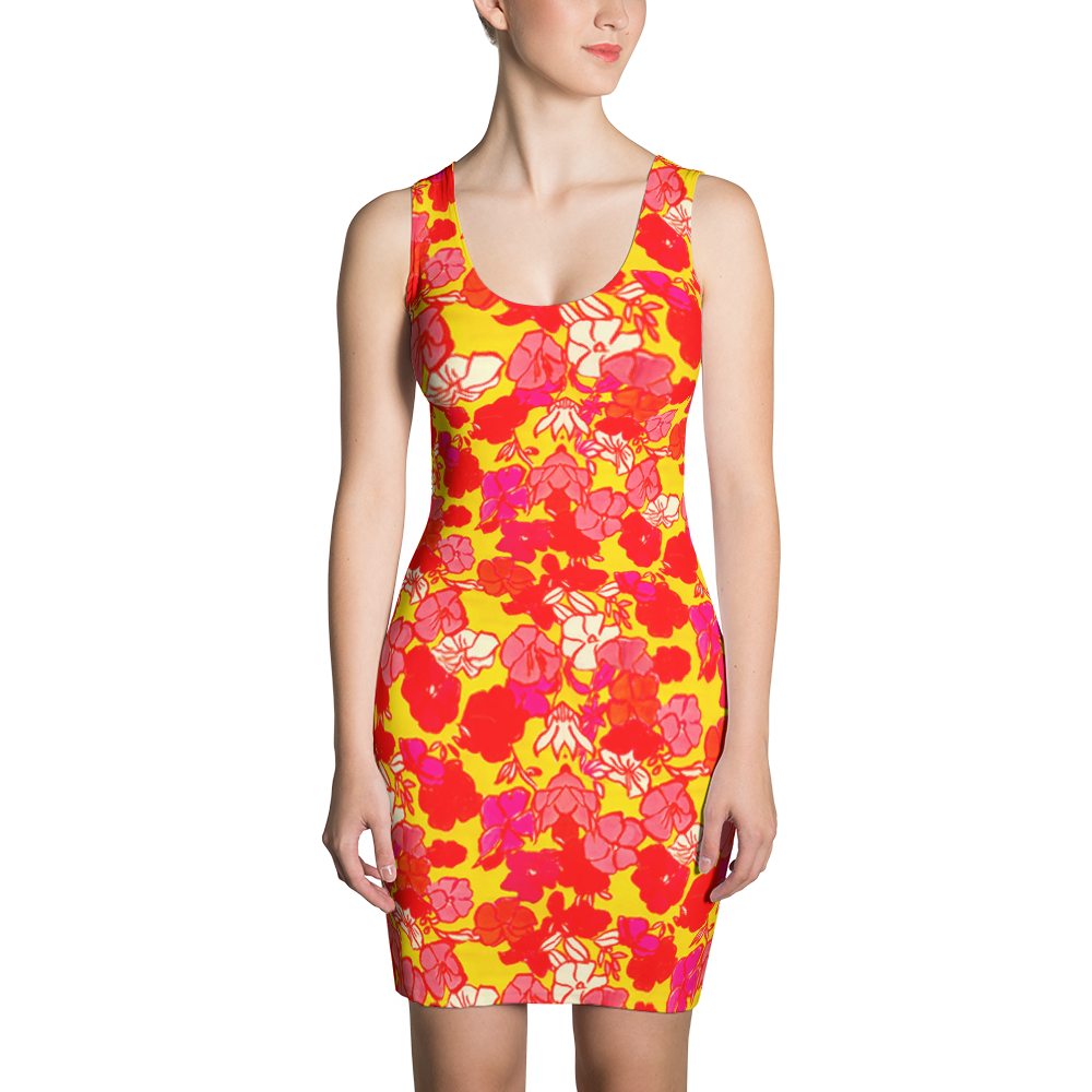 Sixties Floral Fitted Dress