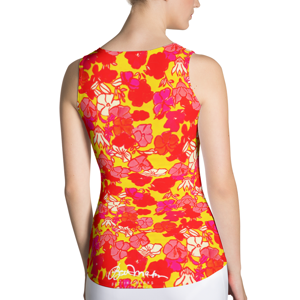 Sixties Floral Fitted Tank Top Back