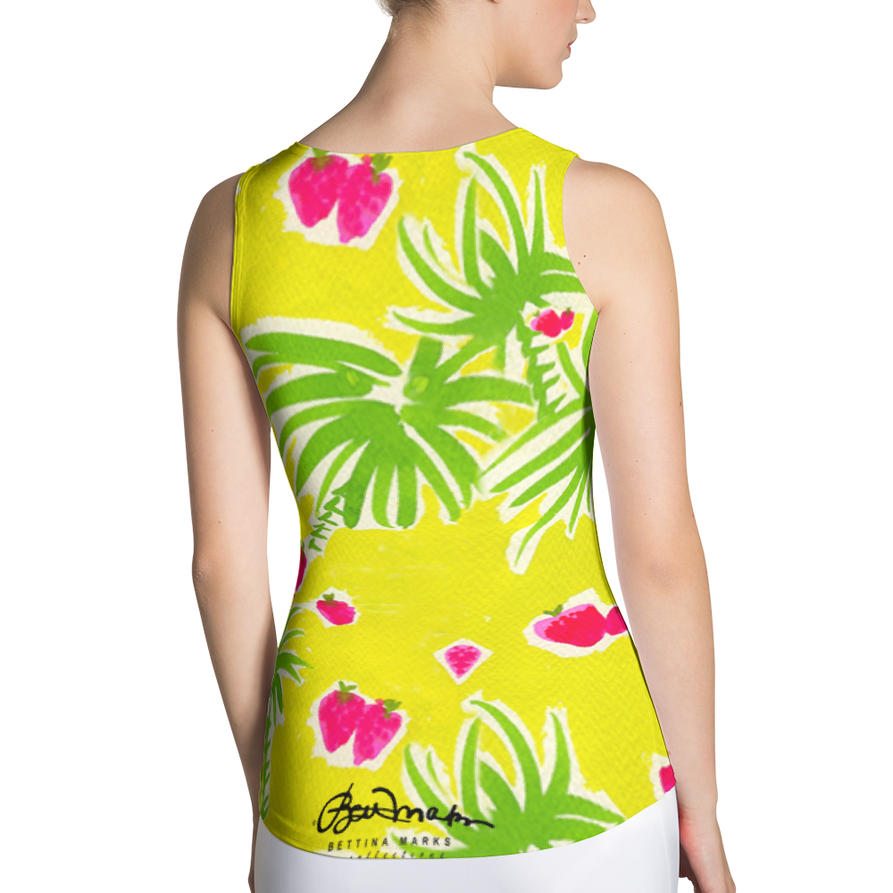 Strawberry Tropic Fitted Tank Top Back