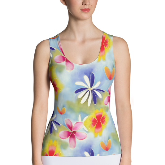 Sunrise Floral Fitted Tank Top Front