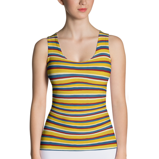Riviera Stripe Fitted Tank Top Front