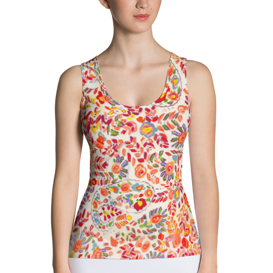 Retro Paisley Fitted Tank Top Front