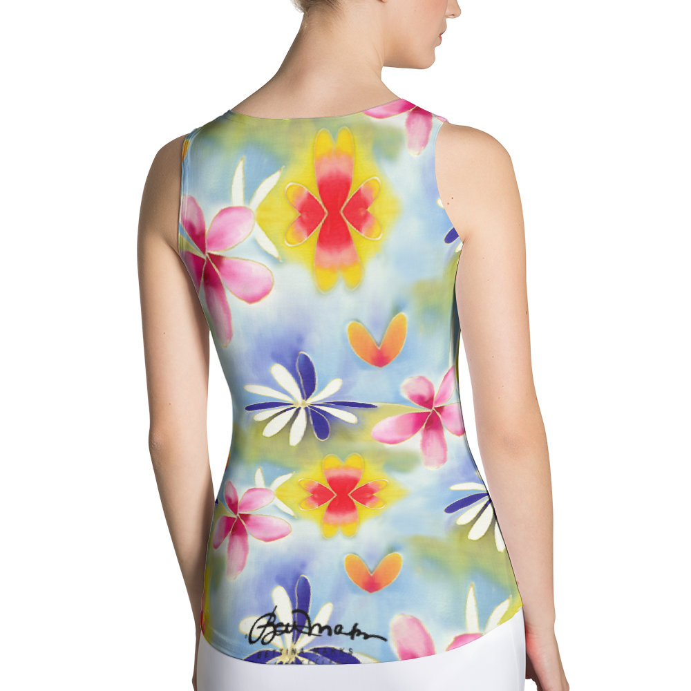 Sunrise Floral Fitted Tank Top Back