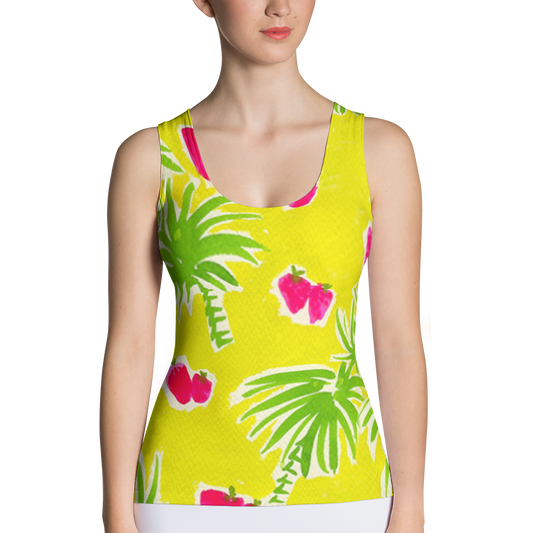 Strawberry Tropic Fitted Tank Top Front
