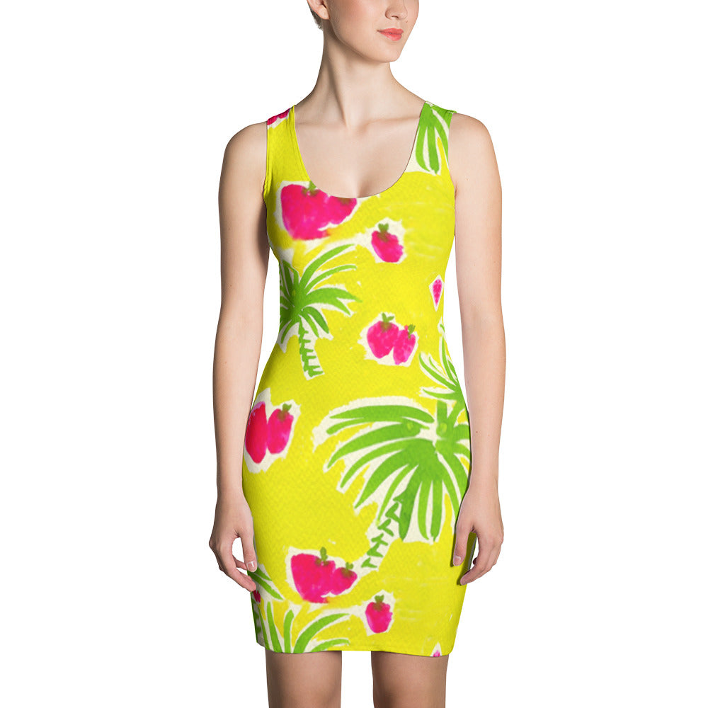 Strawberry Tropic Fitted Dress
